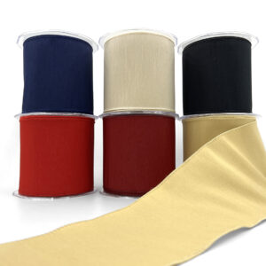 4 Inch Wired Faux Duck Cloth Raised Thread Ribbon