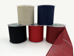 4 Inch Faux Linen Woven Wired Edge Ribbon