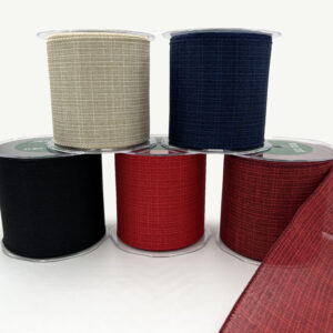 4 Inch Faux Linen Woven Wired Edge Ribbon