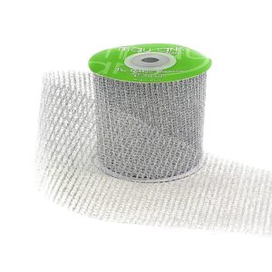 2.5 Inch Loose Weave Metallic Knit Net Ribbon - 737-25-31 SILVER