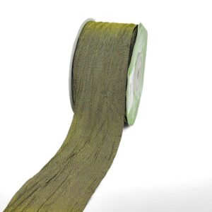 1.5 Inch Bespoke Crinkle Iridescent Ribbon - 740-15-15 GREEN