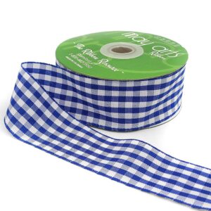 1.5 Inch Checkered Gingham Ribbon with Woven Edge - KB-5-03 - ROYAL BLUE