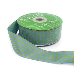 1.5 Inch Checkered Gingham Ribbon with Woven Edge - KB-5-04 - BLUE/GREEN