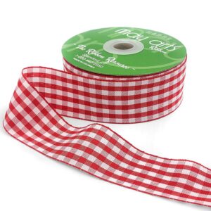 1.5 Inch Checkered Gingham Ribbon with Woven Edge - KB-5-14 - RED