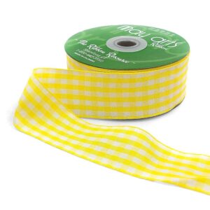 1.5 Inch Checkered Gingham Ribbon with Woven Edge - KB-5-27 - YELLOW