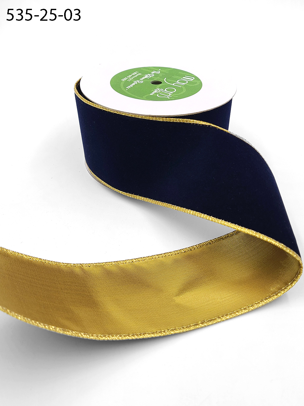 Christmas Velvet and Metallic Back Wired Ribbon, 2-1/2-Inch 10-Yard -  Ivory/Gold 
