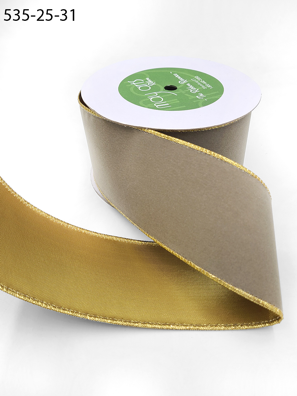 Ribbon Traditions 2.5 Wired Suede Velvet Ribbon Antique Gold - 10 Yards 