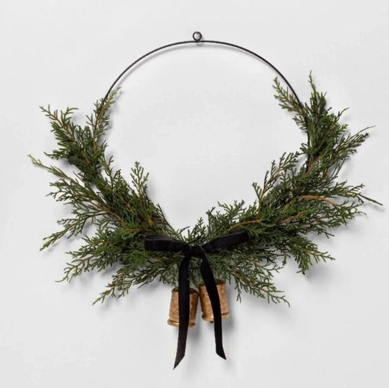 black velvet ribbon cedar greens wreath christmas holiday decorating May Arts Ribbon