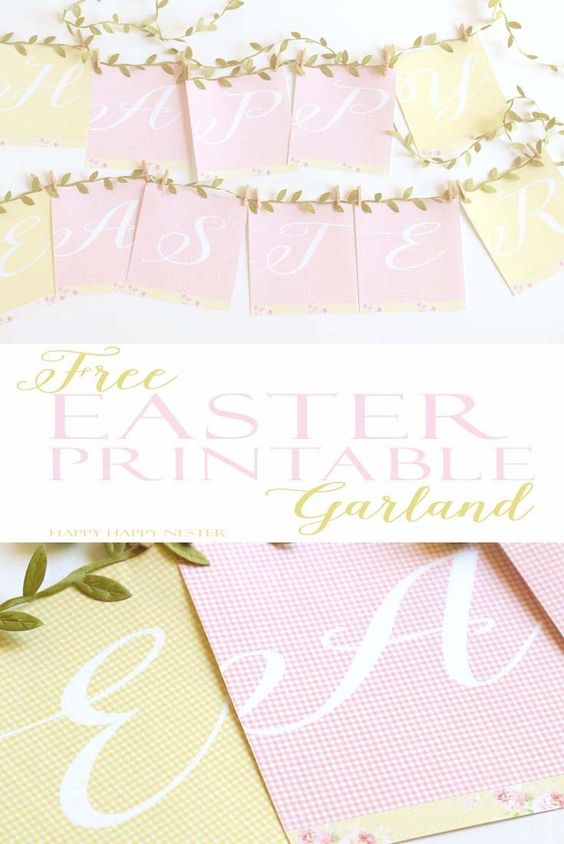 May Arts Ribbon Easter Craft Idea - Leaf Ribbon Easter Garland Banner