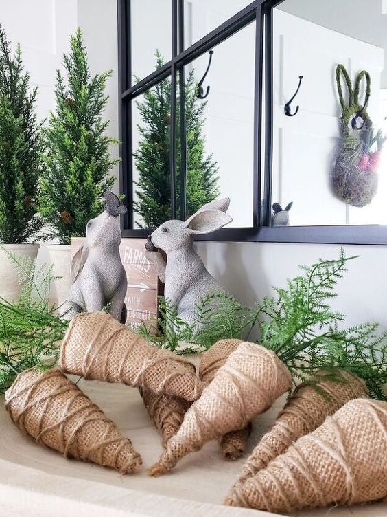 May Arts Ribbon DIY Easter Craft - Burlap String and ribbon carrot decor