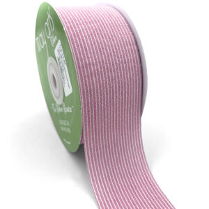 1.5 Inch Striped Washed Linen Ribbon - 710-15-65 WOOD ROSE