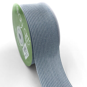 1.5 Inch Striped Washed Linen Ribbon - 710-15-83 DUSTY BLUE