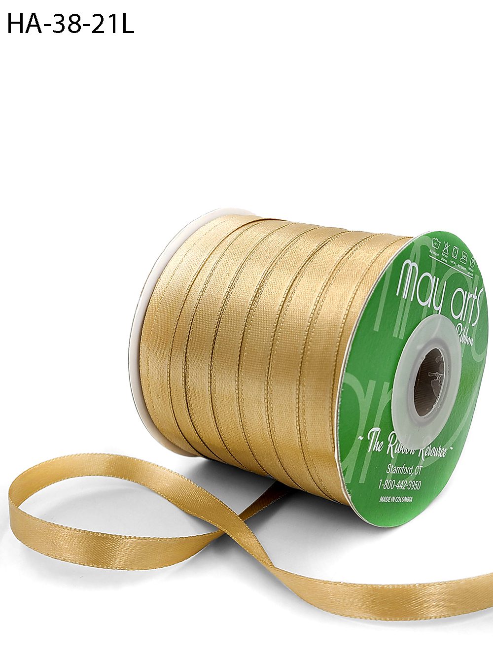 May Arts 3-Inch Wide Ribbon Gold Satin