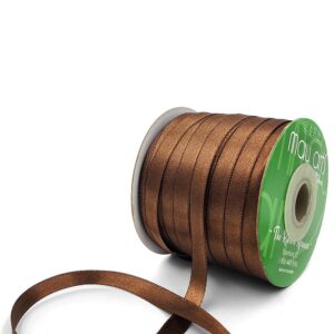 ~3/8 Inch (9MM) Luster Double Faced Satin Ribbon with Woven Edge - HA-38-29L LIGHT BROWN LUSTER