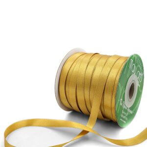 ~3/8 Inch (9MM) Luster Double Faced Satin Ribbon with Woven Edge - HA-38-41L TRUE GOLD