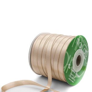 ~3/8 Inch (9MM) Luster Double Faced Satin Ribbon with Woven Edge - HA-38-62L NUDE CHAMPAGNE (Formerly color 02)