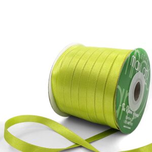 ~3/8 Inch (9MM) Luster Double Faced Satin Ribbon with Woven Edge - HA-38-66L CELERY LUSTER