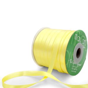 ~3/8 Inch (9MM) Luster Double Faced Satin Ribbon with Woven Edge - HA-38-72L PALE YELLOW LUSTER
