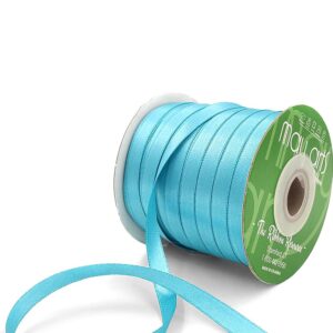 ~3/8 Inch (9MM) Luster Double Faced Satin Ribbon with Woven Edge - HA-38-96L TURQUOISE LUSTER