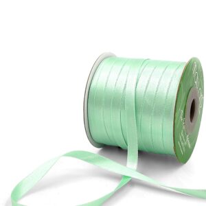 ~3/8 Inch (9MM) Luster Double Faced Satin Ribbon with Woven Edge - HA-38-98L MINT LUSTER