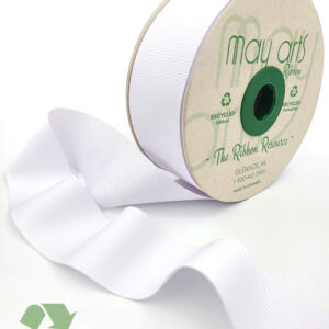 1.5 Inch Eco-Friendly Recycled Grosgrain Ribbon with Woven Edge - GNE-15-01 WHITE