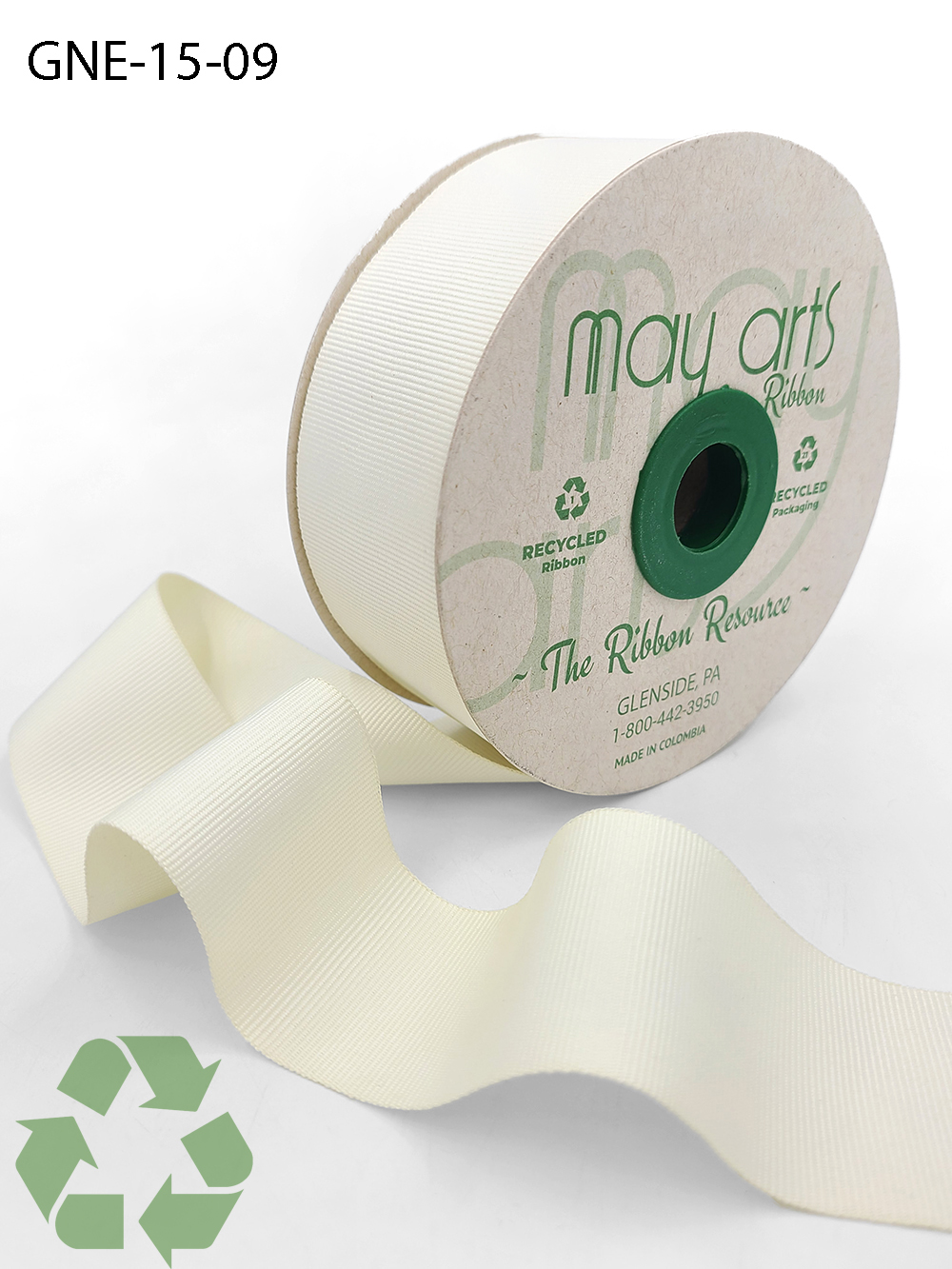 150.4 Organic cotton grosgrain ribbon 1-1/8 (30mm) undyed