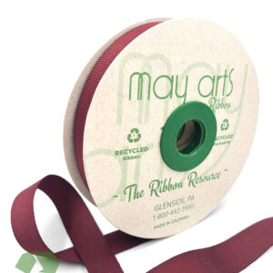 3/4 Inch Eco-Friendly Recycled Grosgrain Ribbon with Woven Edge - GNE-34-25 BURGUNDY