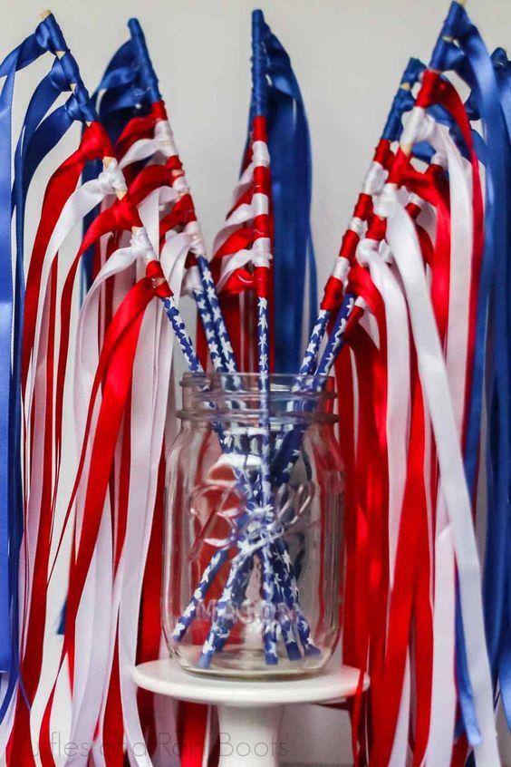 Independence Day Satin Ribbon Flag Wands
