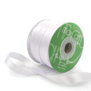 ~1/2 Inch(13MM) Luster Double Faced Satin Ribbon with Woven Edge - HA-12-01L WHITE LUSTER