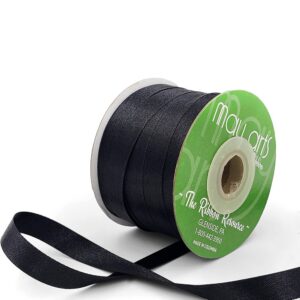 ~1/2 Inch(13MM) Luster Double Faced Satin Ribbon with Woven Edge - HA-12-10L BLACK LUSTER
