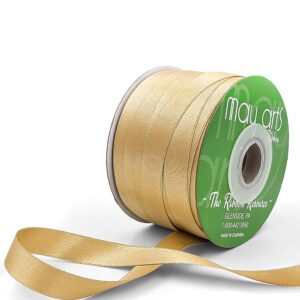 ~1/2 Inch(13MM) Luster Double Faced Satin Ribbon with Woven Edge - HA-12-21L NEW GOLD LUSTER