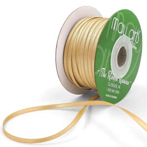 ~1/8 Inch (3MM) Luster Double Faced Satin Ribbon with Woven Edge - HA-18-21L NEW GOLD LUSTER