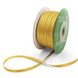 ~1/8 Inch (3MM) Luster Double Faced Satin Ribbon with Woven Edge - HA-18-41L TRUE GOLD LUSTER