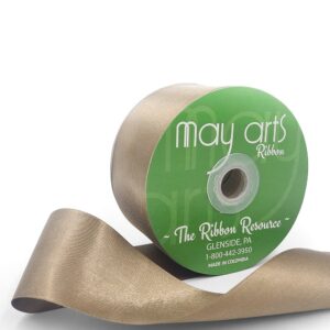 2.5 Inch Classic Double Faced Satin Ribbon with Woven Edge - HA-25-08L TAUPE LUSTER