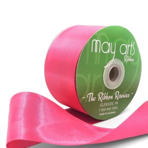 2.5 Inch Classic Double Faced Satin Ribbon with Woven Edge - HA-25-23L LIGHT FUCHSIA LUSTER