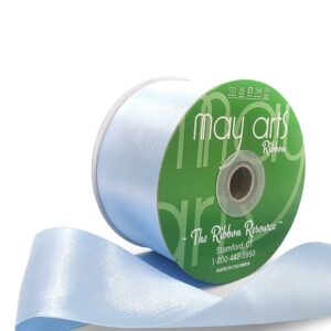2.5 Inch Classic Double Faced Satin Ribbon with Woven Edge - HA-25-34L LIGHT BLUE LUSTER