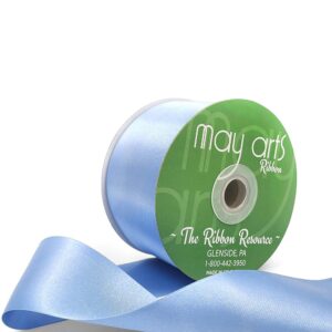 2.5 Inch Classic Double Faced Satin Ribbon with Woven Edge - HA-25-83L DUSTY BLUE LUSTER