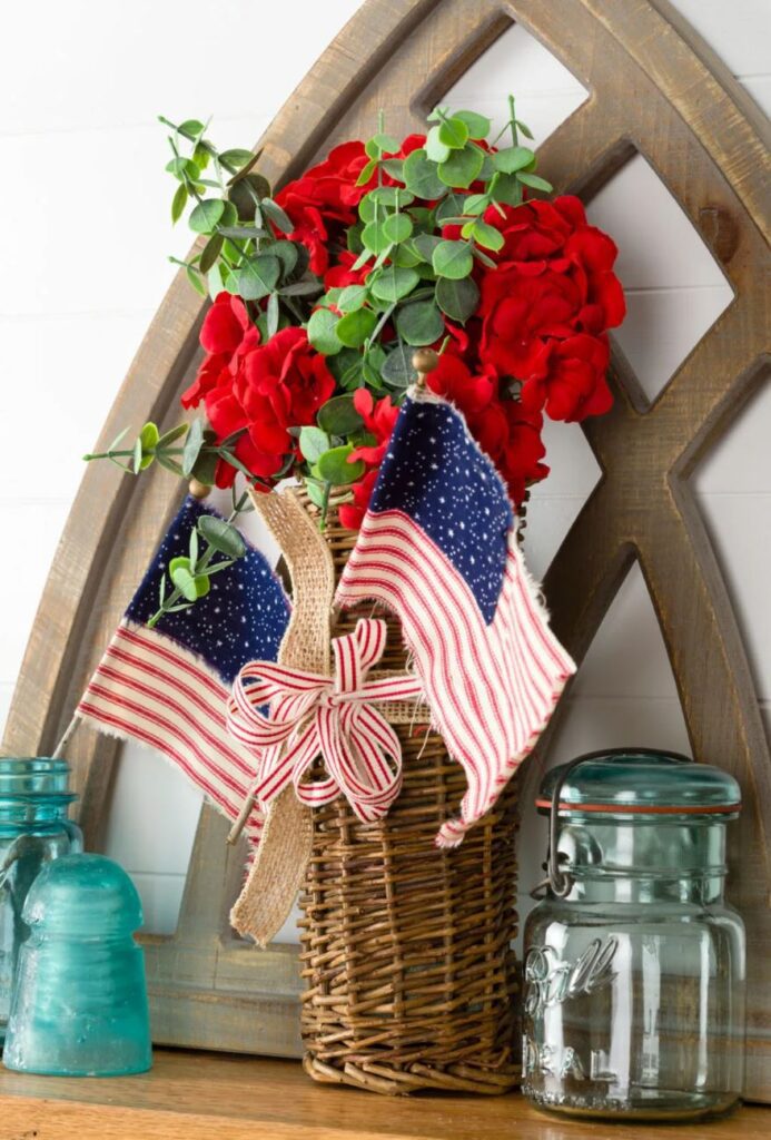 Rustic Ribbon American Flags