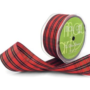 1.5 Inch Tartan Plaid Holiday Ribbon with Cut Edge - 479-15-01 Red/black