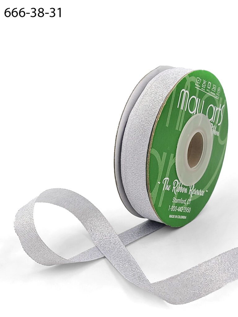 3/8 Inch Rough Metallic Ribbon with Woven Edge