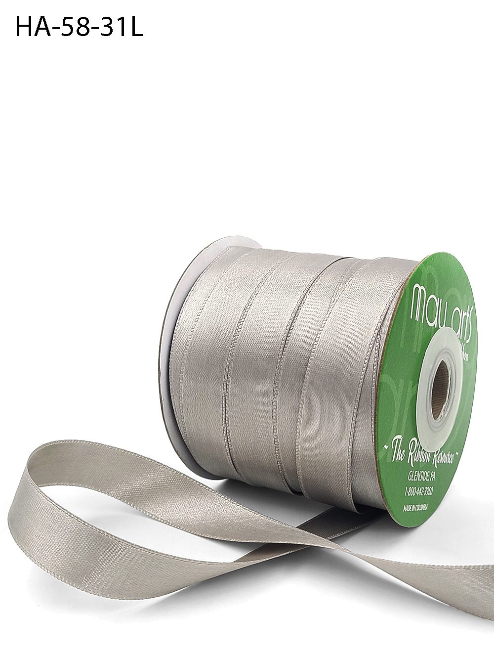 Silver Double Faced Satin Ribbon, 5/8x100 Yards