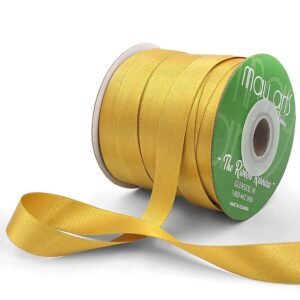 ~5/8 Inch(16MM) Luster Double Faced Satin Ribbon with Woven Edge - HA-58-41L TRUE GOLD LUSTER