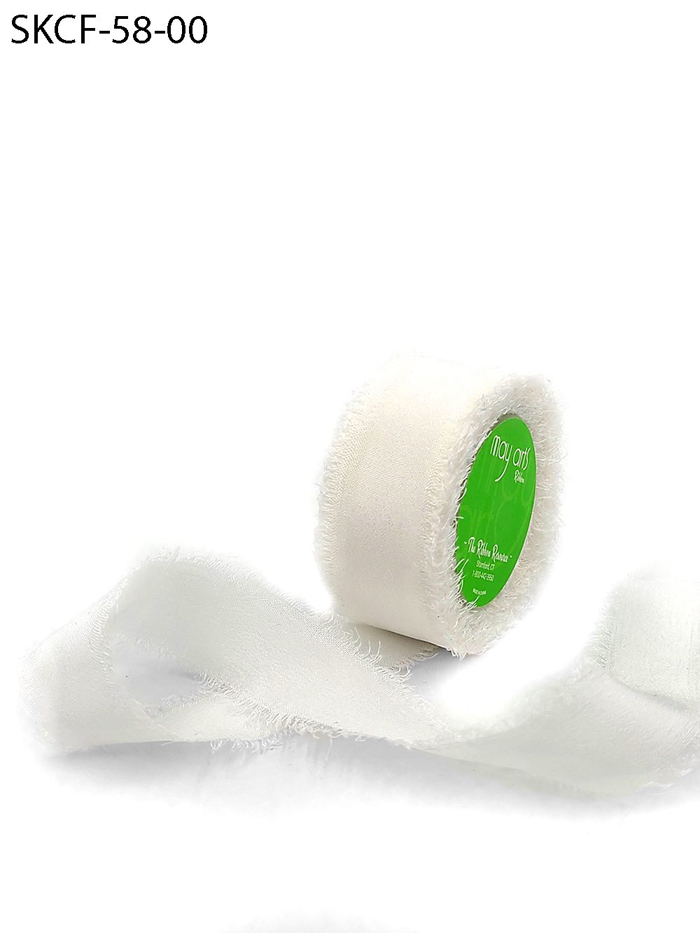 White Frayed Edge Chiffon Ribbon - 50mm x 5m (1)