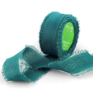 5/8 Inch 100% Silk Crepe with Frayed Edge (NON-DYED and HAND-DYED) - SKCF-58-55 RAINFOREST