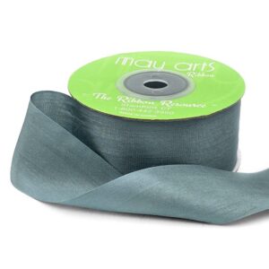 1.25 Inch 100% Hand-Dyed Silk Ribbon with Woven Edge - SK-5-57 DARK EUCALYPTUS GREEN