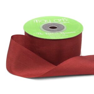 1.25 Inch 100% Hand-Dyed Silk Ribbon with Woven Edge - SK-5-97 BRICK RED
