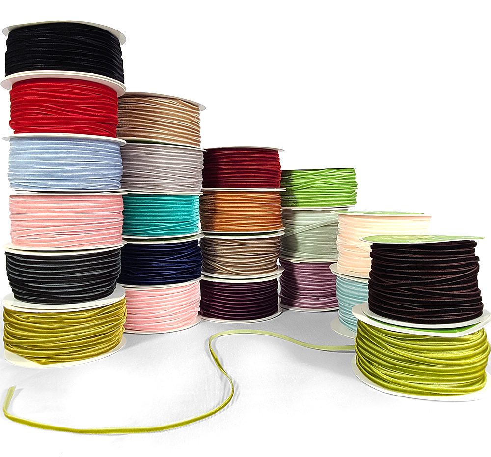 1/8 inch Velvet String Cord Ribbon with Woven Edge