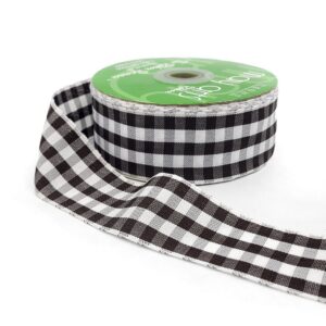 1.5 Inch Checkered Gingham Ribbon with Woven Edge - KB-5-31 BROWN