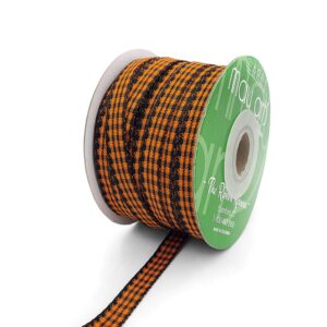 3/8 Inch Checkered Ribbon with Woven Edge - KB-8-38 ORANGE/BLACK