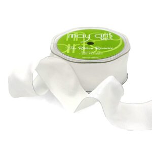 1.5 Inch Taffeta Ribbon with Wired Edge - 364-15-01H WHITE